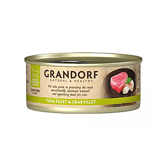 Вологий корм для котів Grandorf TUNA FILLET & CRAB FILLET філе тунця з м'ясом краба, 70 г