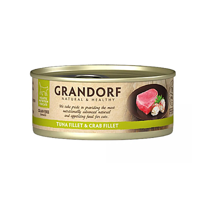 Вологий корм для котів Grandorf TUNA FILLET & CRAB FILLET філе тунця з м'ясом краба