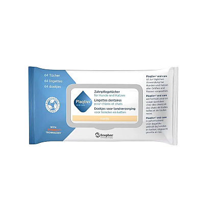 Стоматологічні серветки для собак та котів Plaqtiv+ Dental Wipes