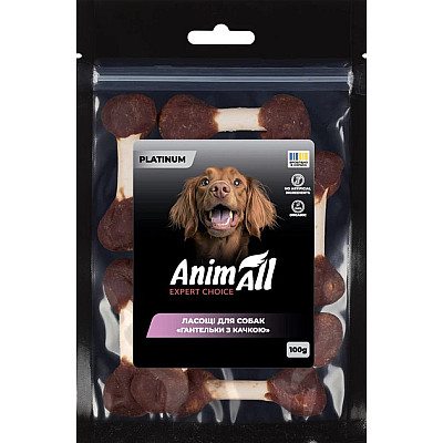 Лакомство для собак AnimAll PLATINUM гантельки с уткой