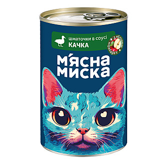Влажный корм для взрослых кошек Мясная миска кусочки в соусе с уткой и яблоками, 415 г