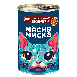 Влажный корм для взрослых кошек Мясная миска кусочки в соусе с говядиной и тыквой, 415 г