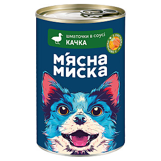 Вологий корм для дорослих собак М'ясна миска шматочки в соусі з качкою та овочами, 415 г