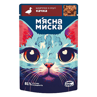 Влажный корм для кошек Мясная Миска кусочки в соусе с уткой
