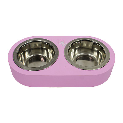 Миски металлические на деревянной подставке Lucky Pet линейка, розовый (553256)