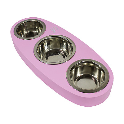 Миски металлические на деревянной подставке Lucky Pet линейка, розовый  (553300), 2x0.24л
