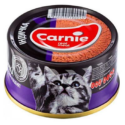 Вологий корм для кошенят Carnie паштет м'ясний 100 г