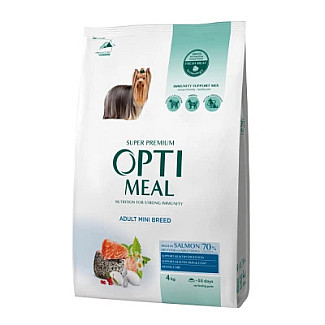 Сухой корм для взрослых собак миниатюрных пород Optimeal Dog Adult Mini с высоким содержанием лосося, 4 кг