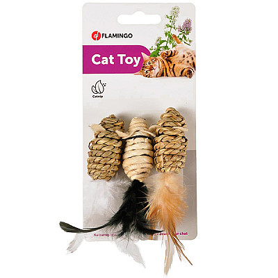 Flamingo Gaby Mouse ФЛАМІНГО СИЗАЛЬОВА МИША іграшка з котячою м’ятою для котів 3 шт