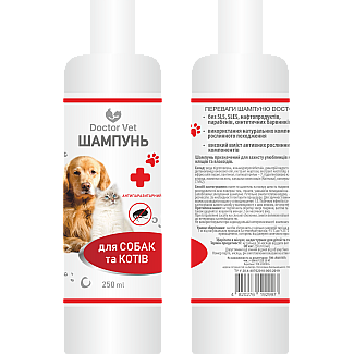 Шампунь Антипаразитарний (для собак та котів) Doctor Vet, 250 мл