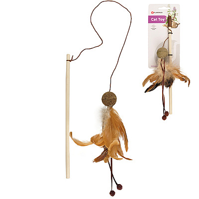  Іграшка для котів удка дражнилка з котячою м’ятою Flamingo Penken Dangler with Catnip Ball Фламінго м'яч з пір'ям