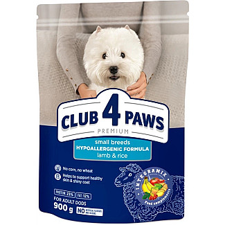 Сухий корм для дорослих собак дрібних порід Club 4 Paws Преміум Ягня та Рис, 900 г