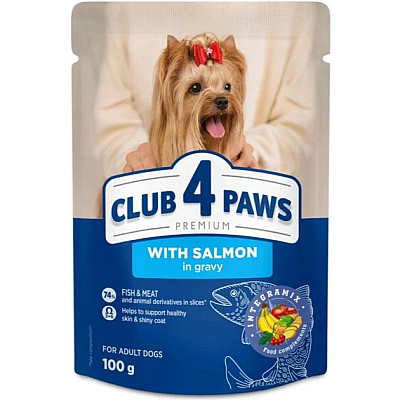 CLUB 4 PAWS PREMIUM Клуб 4 лапи вологий корм для собак з лососем в соусі