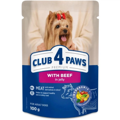 CLUB 4 PAWS PREMIUM Клуб 4 лапи вологий корм для собак з яловичиною в желе