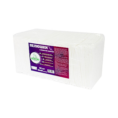 Пелюшки гігієнічні поглинаючі з ароматом лаванди Lucky Pet 60x60