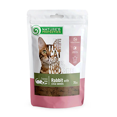 Ласощі для котів Nature's Protection snack for cats with rabbit and chia seeds снеки з кролика з чіа