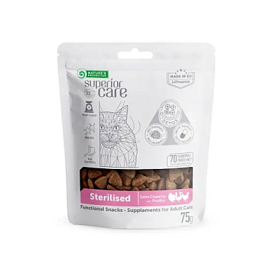 Ласощі для дорослих стерилізованих котів Nature's Protection Superior Care with Poultry Adult Sterilised cat з птицею
