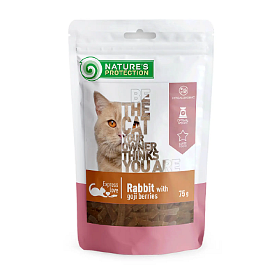 Ласощі для котів Nature's Protection snack for cats with rabbit and goji berries снеки з кролика з ягодами годжі