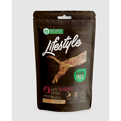 Ласощі для котів Nature's Protection Lifestyle Snack For Cats Soft Rabbit Strips м'які смужки з кролика