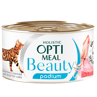 OptiMeal Cat Beauty Podium - консерви ОптиМіл з тунцем та кальмаром в соусі для кішок