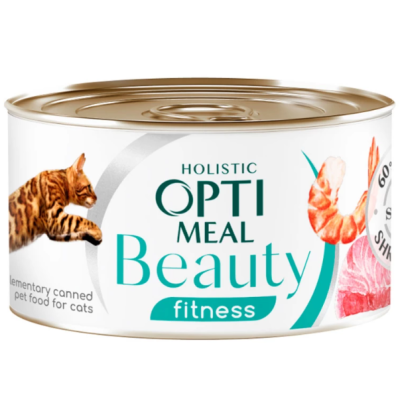 OptiMeal Cat Beauty Fitness - консерви ОптиМіл з тунцем та креветками в желе для кішок