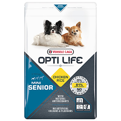 Сухий суперпреміум корм для літніх собак міні та малих порід Opti Life Senior Mini курка
