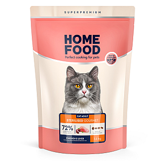 Сухий корм для кішок Home Food (Хоум Фуд) CAT ADULT Для вибагливих «Chicken & Liver» для кастрованих/стерилізованих, 1.6 кг