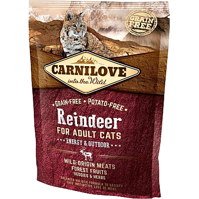 Сухий корм для дорослих активних кішок Carnilove Raindeer Energy&Outdoor