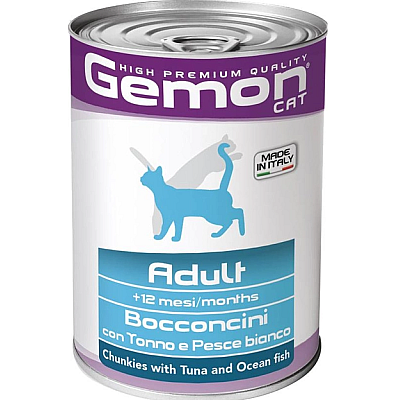 Gemon (Джемон) Cat Adult Chunkies with Tuna&Ocean fish - Вологий корм з тунцем та океанічною рибою для дорослих котів (шматочки в желе)