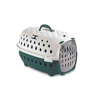 Stefanplast (Стефанпласт) Travel Chic Pet Carrier - Пластикова переноска для тварин 34.5*50*32 см, білий/смарагдовий