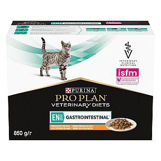 Вологий дієтичний корм PRO PLAN VETERINARY DIETS EN Gastrointestinal для кошенят та дорослих котів  для зменшення розладів кишкової абсорбції та годівлі у період відновлення, одужання, з куркою, 10х85 г