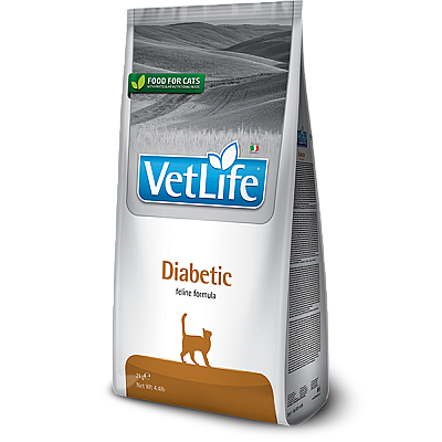Сухой лечебный корм для кошек Farmina Vet Life Diabetic диет. питание, для контроля уровня глюкозы в крови при сахарном диабете
