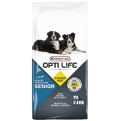 Сухий суперпреміум корм для літніх собак середніх і великих порід Opti Life Senior Medium & Maxi курка
