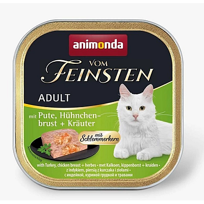 Вологий корм Animonda Vom Feinsten Adult Turkey, Chicken breast and Herbs вологий з індичкою, курячою грудкою та травами для дорослих котів
