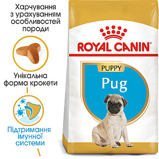 Royal Canin PUG Puppy сухой корм для щенков породы мопс до 10 месяцев, 1.5 кг