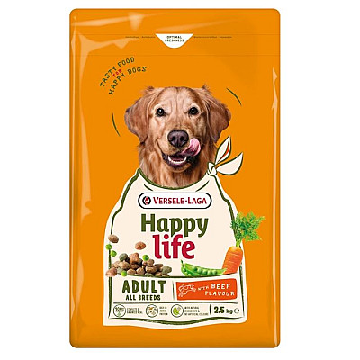 Сухой премиум корм для собак всех пород Happy Life Adult with Beef Flavour, со вкусом говядины