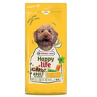 Сухой премиум корм для собак всех пород Happy Life Adult with Chicken, курица, 12.5кг