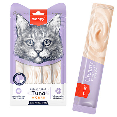 Wanpy Creamy Lickable Treats Tuna & Crab ВАНПИ ТУНЕЦ С КРАБОМ жидкое лакомство для кошек