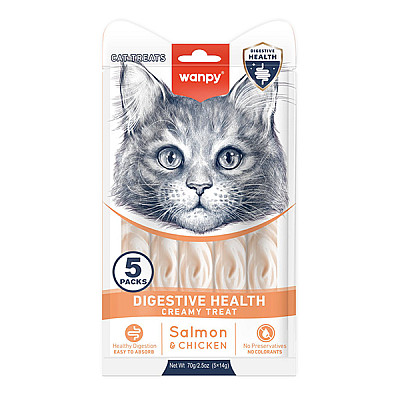 Функціональні рідкі ласощі для котів із чутливим травленням Wanpy Functional Creamy Lickable Treat Digestive Health Ванпі