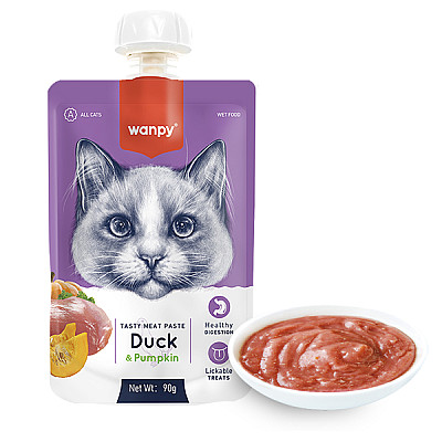 Wanpy КРЕМ-ПЮРЕ Утка с тыквой (Duck&Pumkin) жидкий корм для кошек
