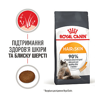 Royal Canin HAIR&SKIN CARE сухой корм для кошек с чувствительной кожей и для улучшения шерсти, 400 гр