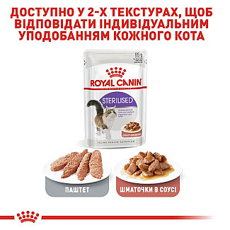 Royal Canin STERILISED консервы для стерилизованых кошек и кастрированных котов в соусе старше 1 года, 85 гр
