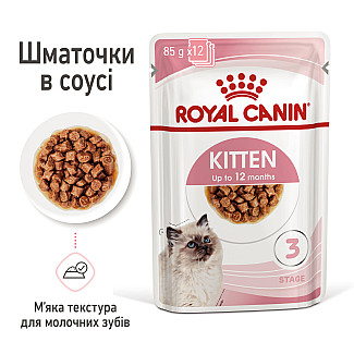 Консерви для кошенят до 12 місяців Royal Canin Kitten шматочки в соусі, 85 г