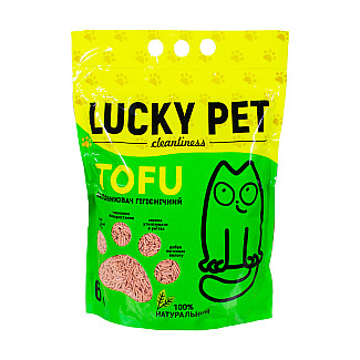 Наполнитель Lucky Pet из тофу для кошачьего туалета с ароматом клубники, 6 л.