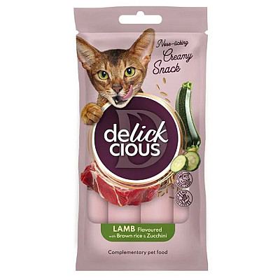 Кремовое лакомство для взрослых кошек DELICKCIOUS™ ягненок с добавлением коричневого риса и цуккини