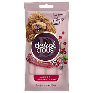Кремовое лакомство для собак DELICKCIOUS™ с уткой и добавлением клюквы 15 г 4 шт