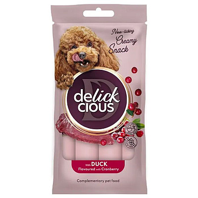 Кремовое лакомство для собак DELICKCIOUS™ с уткой и добавлением клюквы 15 г 4 шт