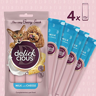 Кремові ласощі для доослих собак DELICKCIOUS™ молоко з сиром, 4х15 г