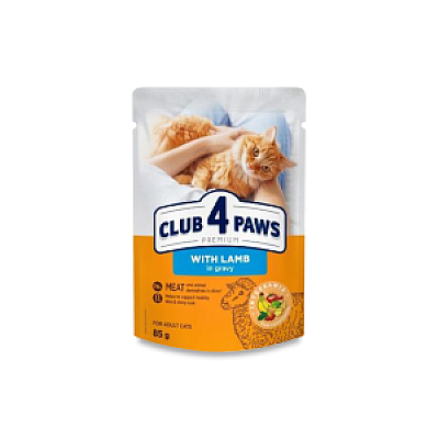 CLUB 4 PAWS PREMIUM Клуб 4 лапы влажный корм для кошек с ягненком в соусе