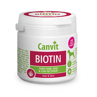 Вітаміни для собак до 25 кг Canvit BIOTIN під час линьки, для шкіри і шерсті